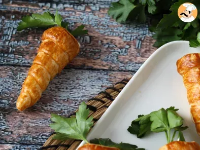 Carrot shaped croissant cones : a cute Easter appetizer with goat cheese and sun-dried tomatoes, photo 6
