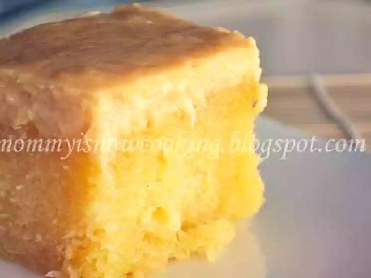 Cassava cake with coco custard topping