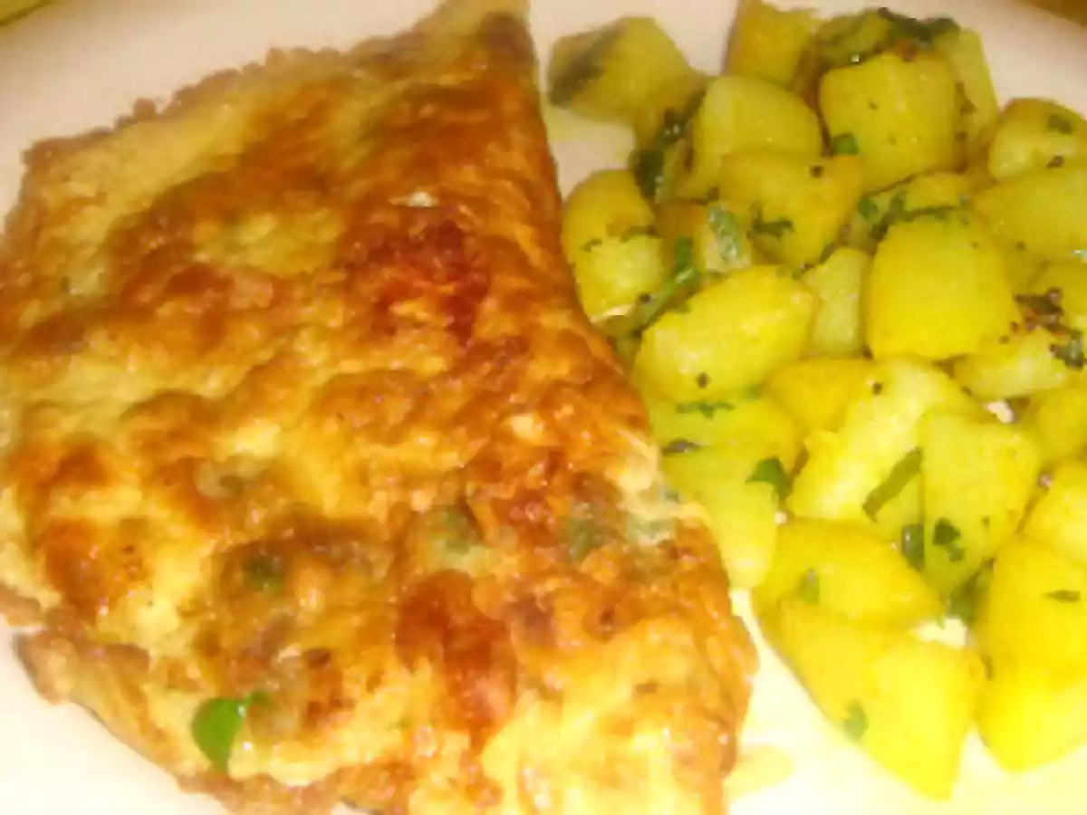 Cheese Egg Omelette with a Side of Fried Potatoes
