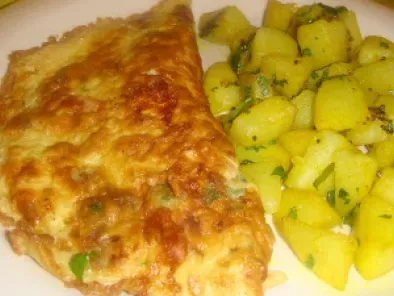 Cheese Egg Omelette with a Side of Fried Potatoes
