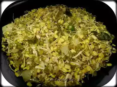 Cherupayar thoran recipe - sprouted green gram stir fry