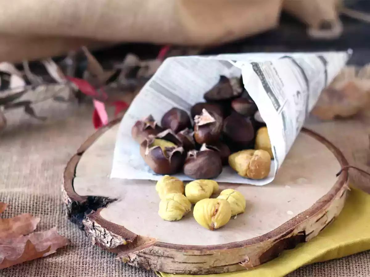 Chestnuts roasted in an airfryer
