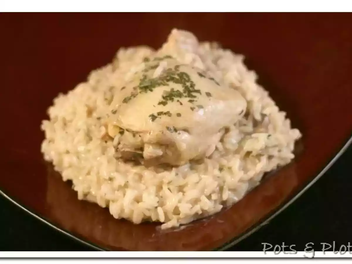 Chicken and Rice in a White Wine Mushroom Sauce
