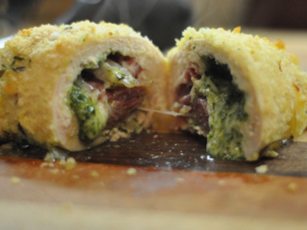 Chicken Cordon Bleu Recipe (Italian Style) with Pesto and Panko