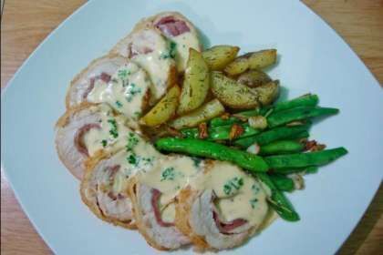 Chicken cordon bleu with mornay sauce image