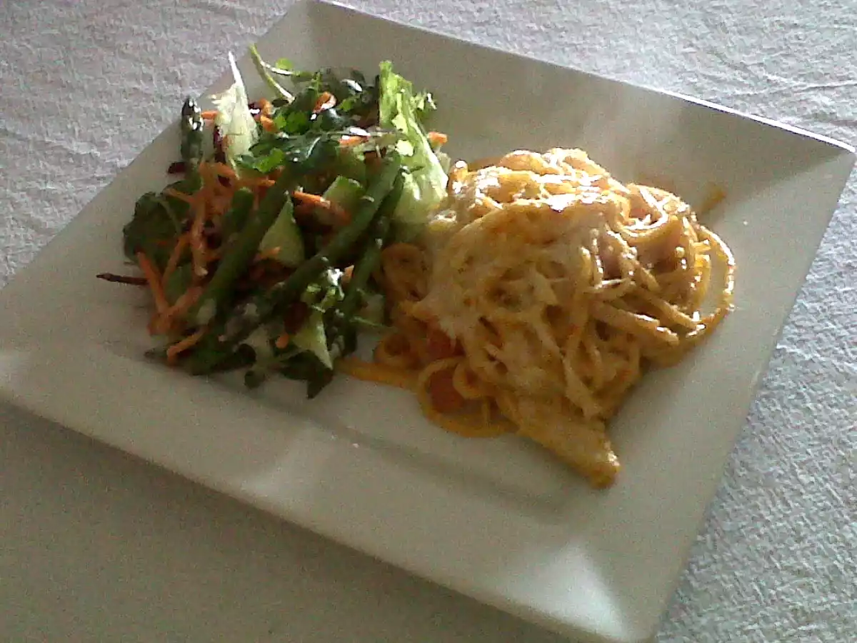 chicken, parmesan and creamy tomatoe pasta