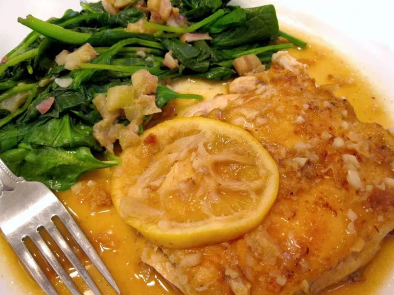 Chicken Piccata & Wilted Spinach with Rhubarb, photo 1
