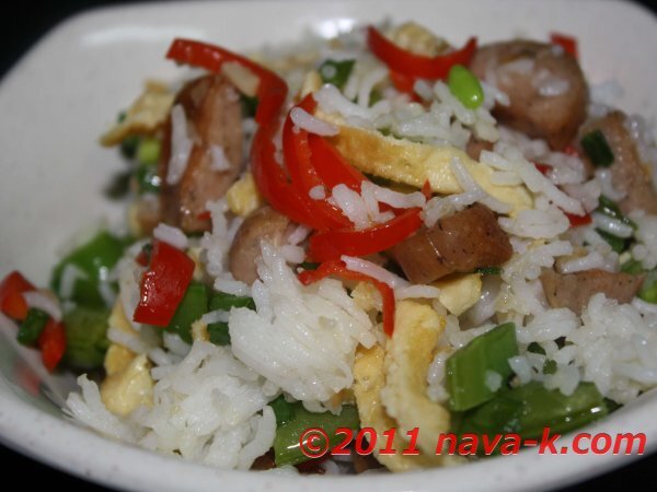 Chicken Sausage And Green Peas Fried Rice