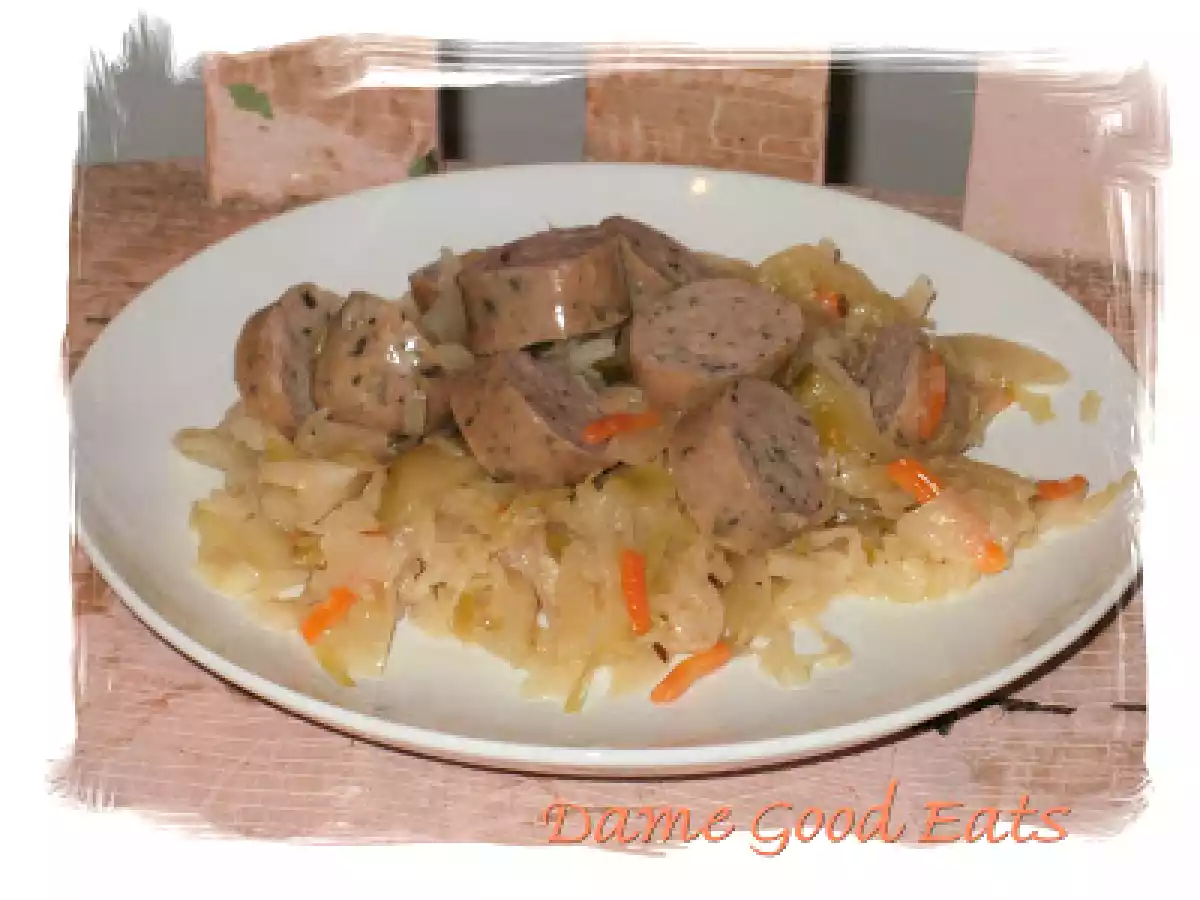 Chicken Sausage with a Quick Homemade Sauerkraut