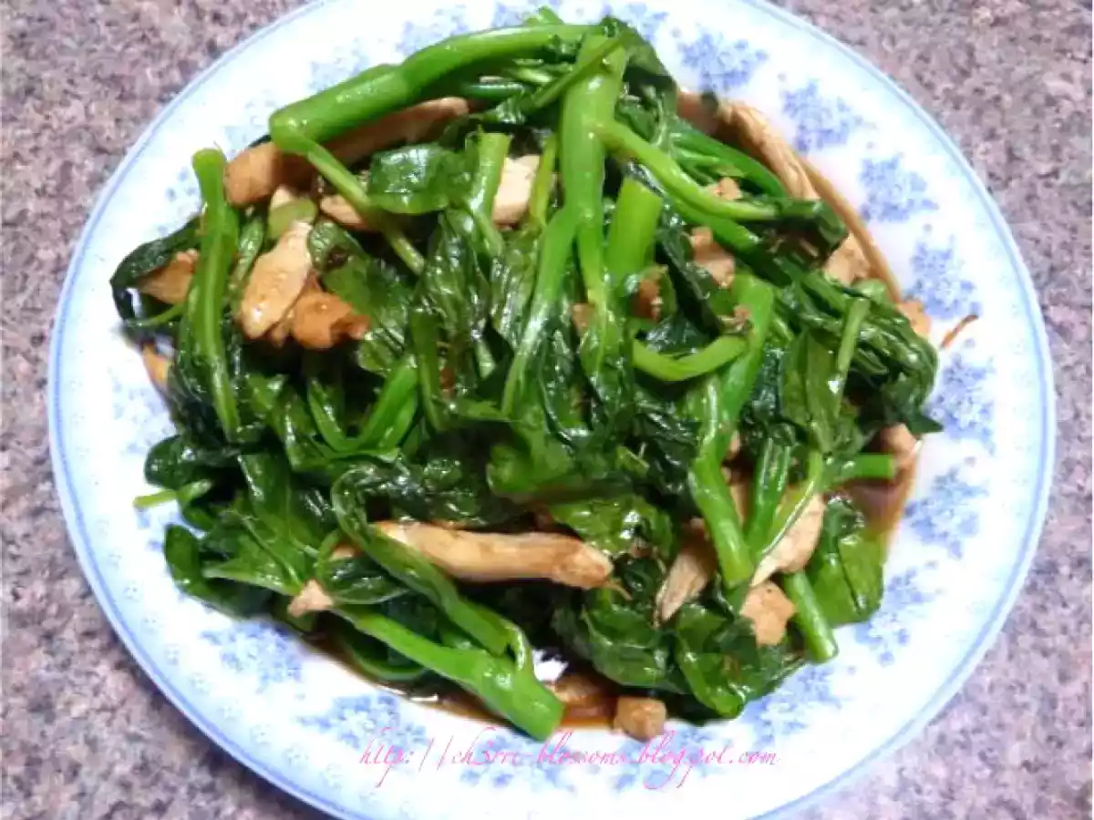 Chicken Stir-fry Chinese Broccoli Tips (Kai Lan)