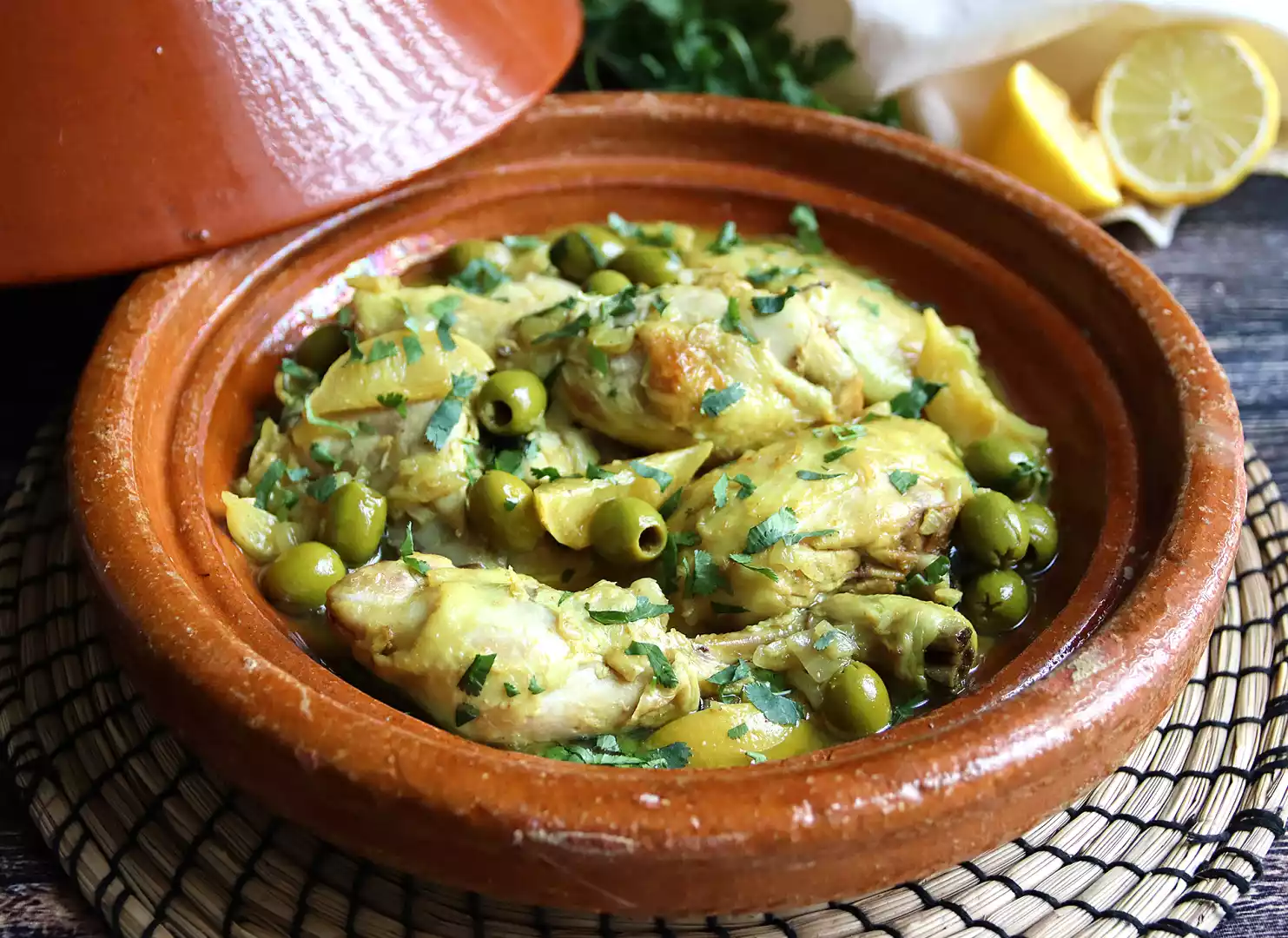 Easy chicken tagine recipe with lemon and olives