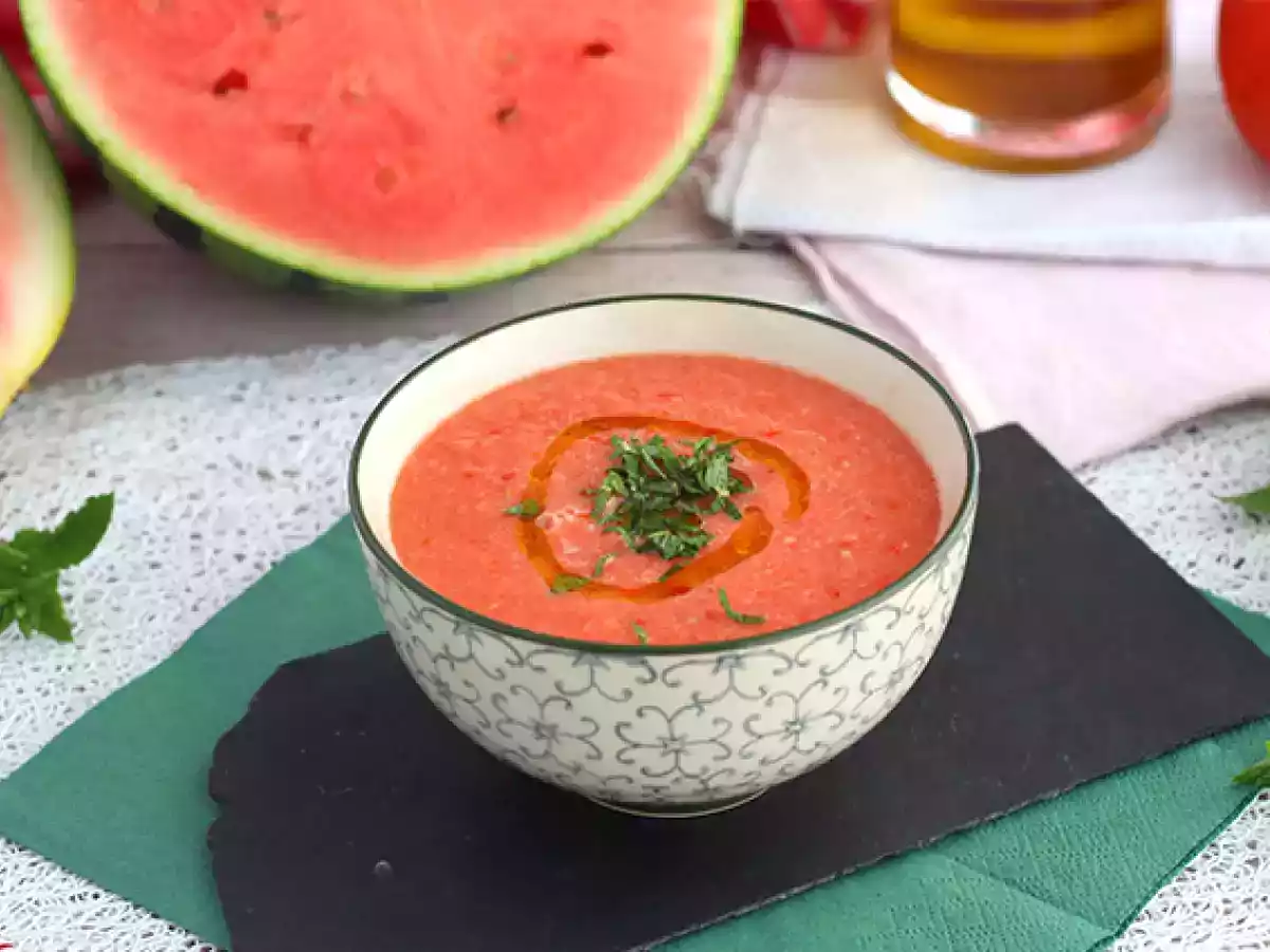 Chilled watermelon and tomato soup