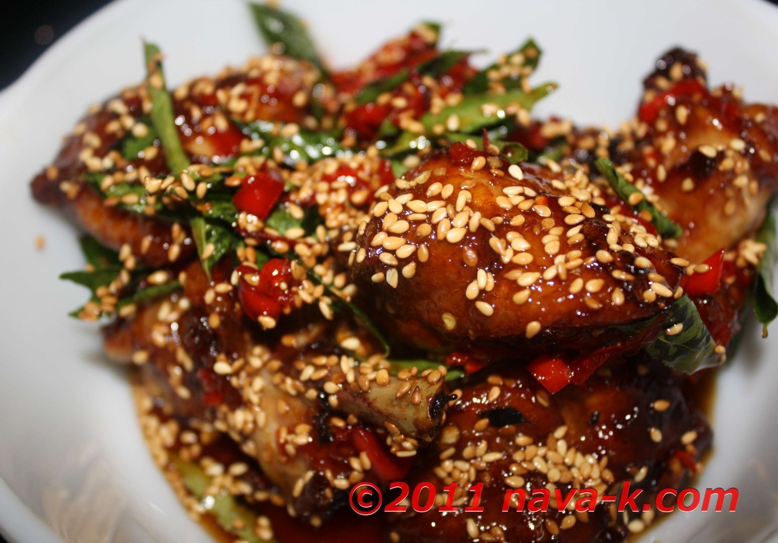 Chilly honey chicken with sesame seeds, Recipe Petitchef