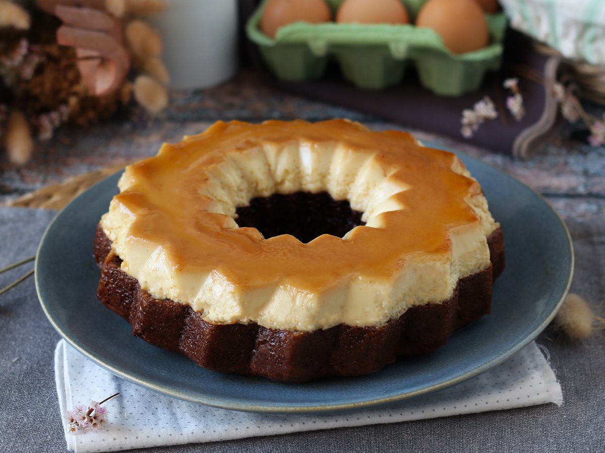 Choco flan, the perfect combination of a soft chocolate cake and a vanilla caramel flan - photo 2