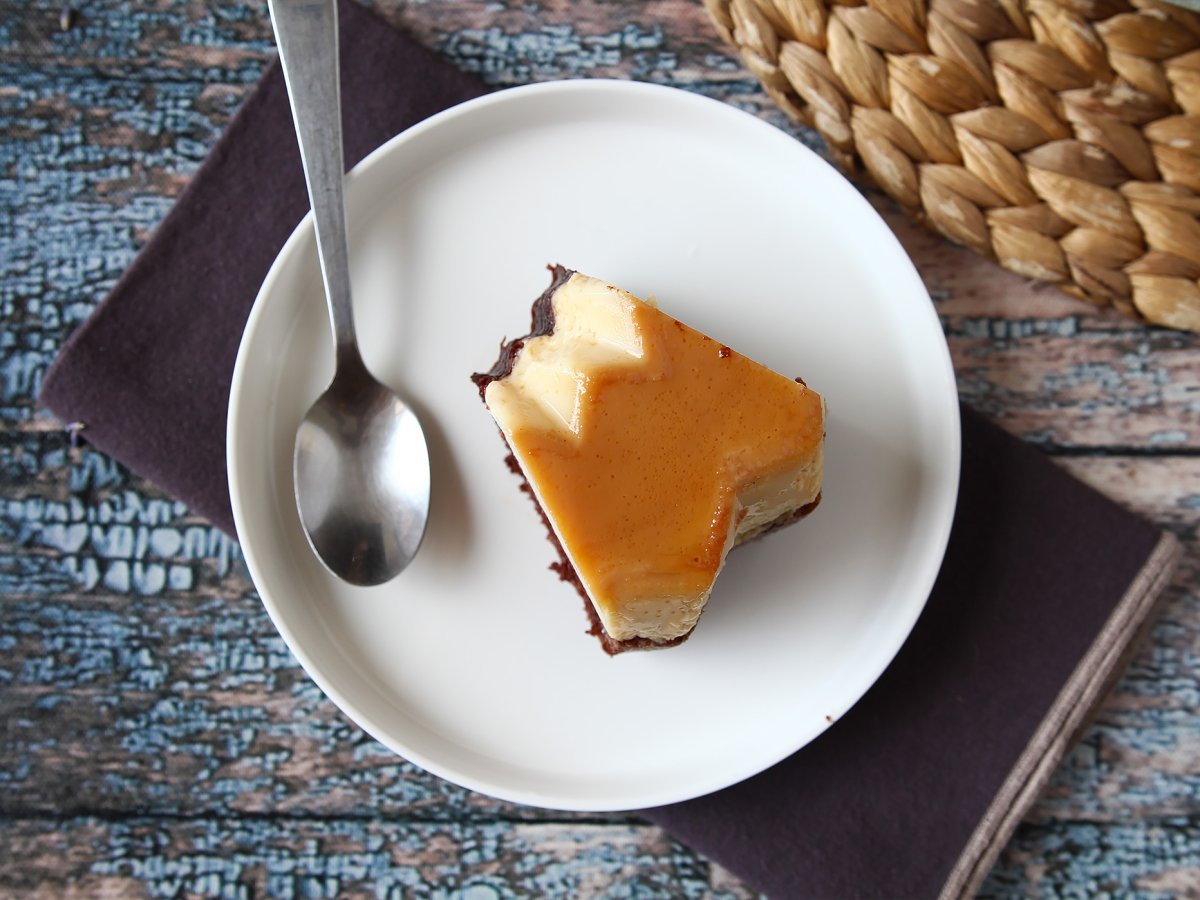 Choco flan, the perfect combination of a soft chocolate cake and a vanilla caramel flan - photo 6