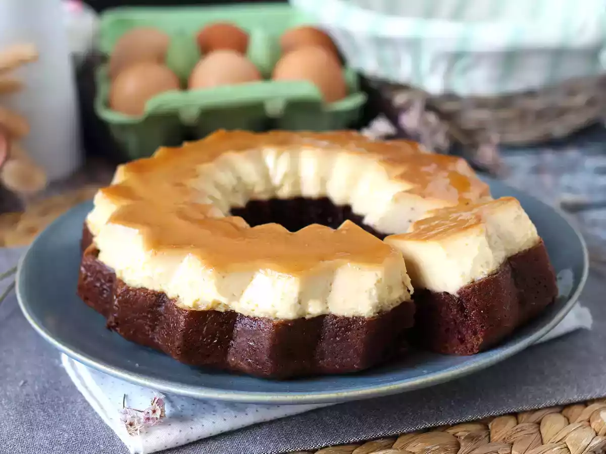 Choco flan, the perfect combination of a soft chocolate cake and a vanilla caramel flan - photo 7