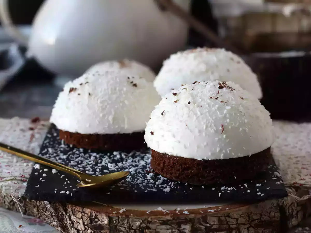 Chocolate and coconut dessert, melting and crunchy!
