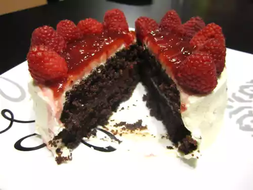Chocolate cake recipe with raspberry & ganache filling