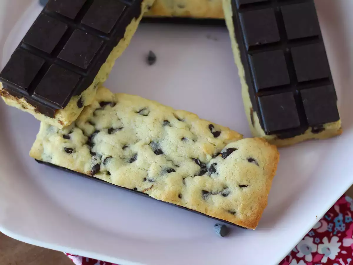 Chocolate cookie bars that are both soft and crunchy