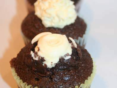 Chocolate Cupcakes with Volcano Style Orange Icing