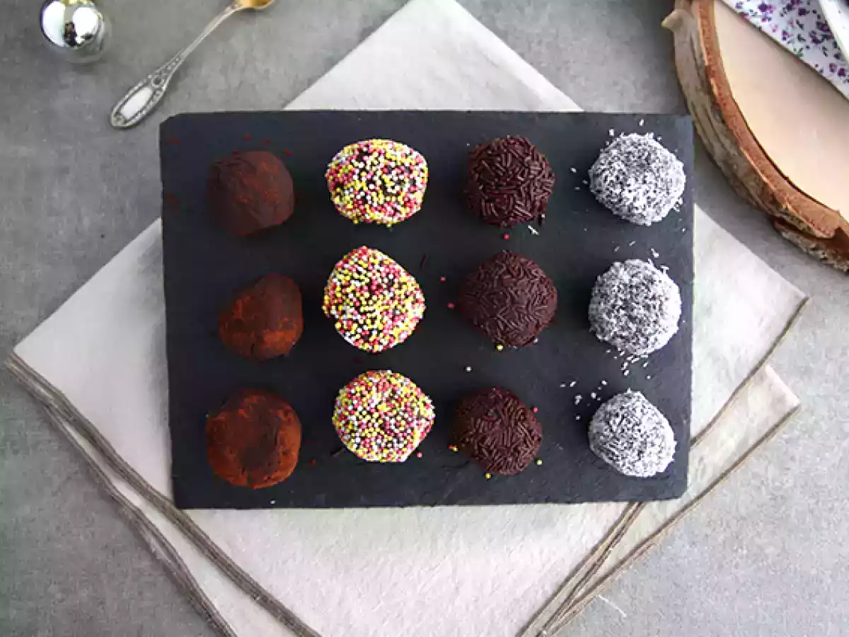 Chocolate truffles coated