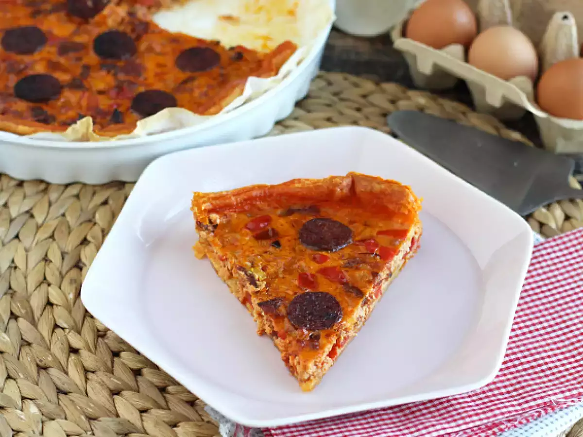 Chorizo and bell pepper quiche