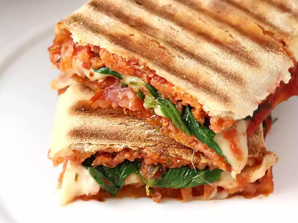 Chorizo and emmental cheese panini