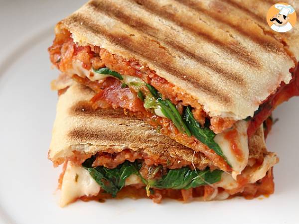 Chorizo and emmental cheese panini