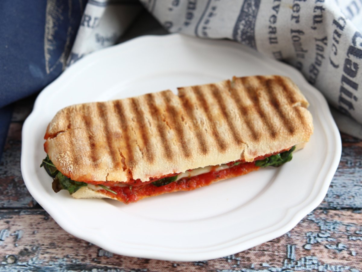 Chorizo and emmental cheese panini sandwich - photo 2