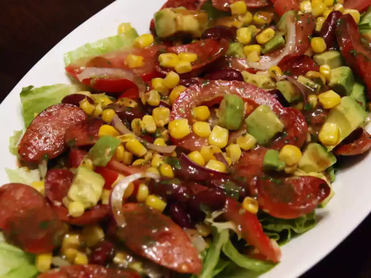 Chorizo, Corn and Kidney Bean Salad
