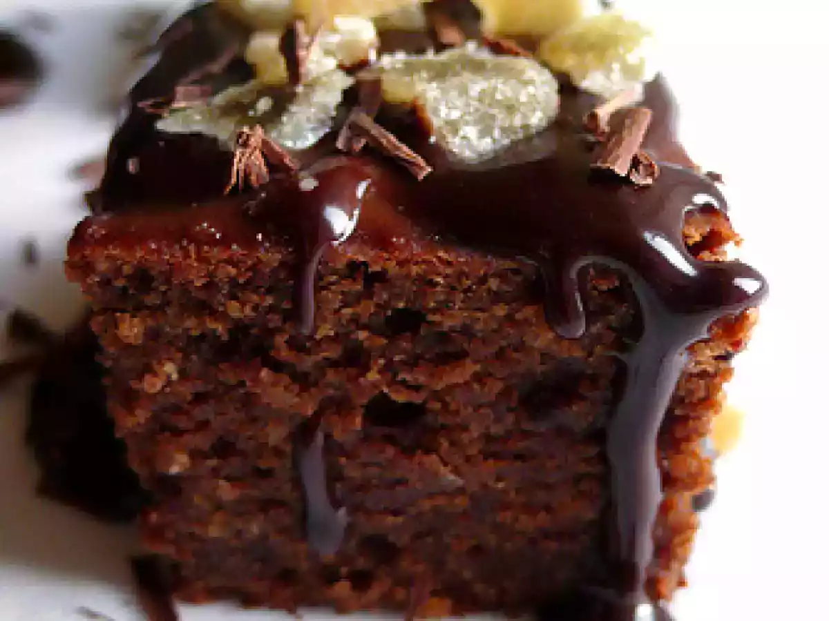Cocoa squares with Himalayan salted ganache, candied ginger and chocolate curls