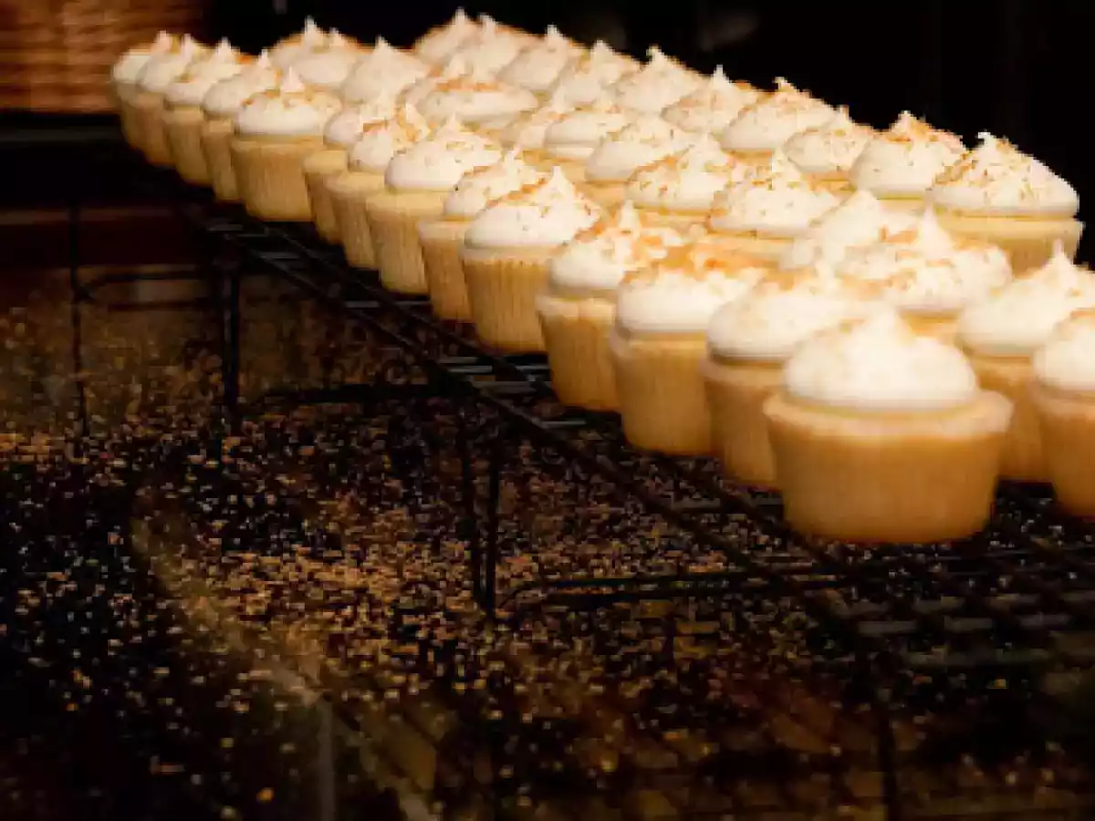 Coconut Cream filled Coconut Cupcakes with Cream Cheese Frosting