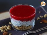 Coconut milk chia pudding verrine with granola and raspberry, photo 2