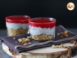 Coconut milk chia pudding verrine with granola and raspberry, photo 3