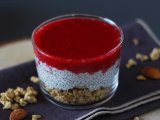 Coconut milk chia pudding verrines with granola and raspberries, photo 2