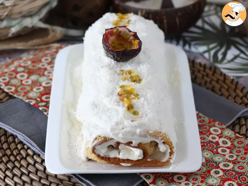 Coconut & passion fruit cake roll, perfect as a Yule log, photo 1