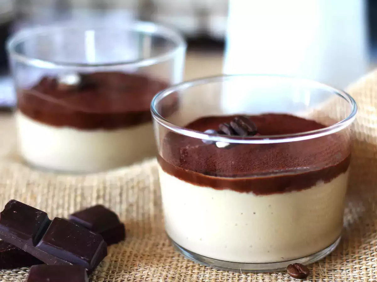 Coffee custard with ganache and cocoa
