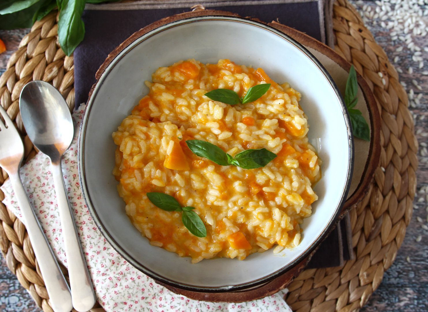 Delicate and colorful pumpkin risotto recipe