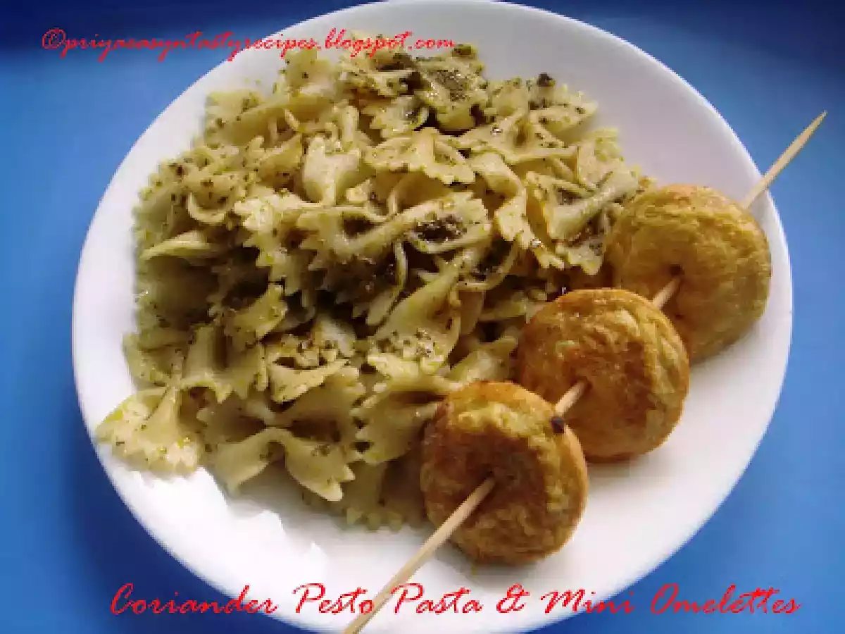 Coriander Pesto Pasta & Mini Omelettes
