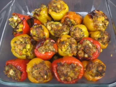 Corn and methi stuffed bell peppers