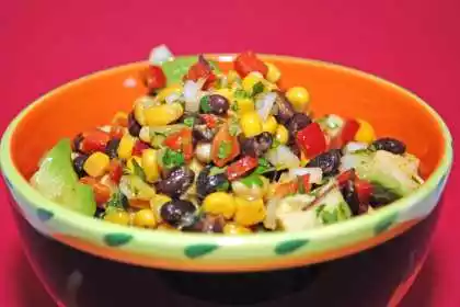 Corn, black beans and avocado salad