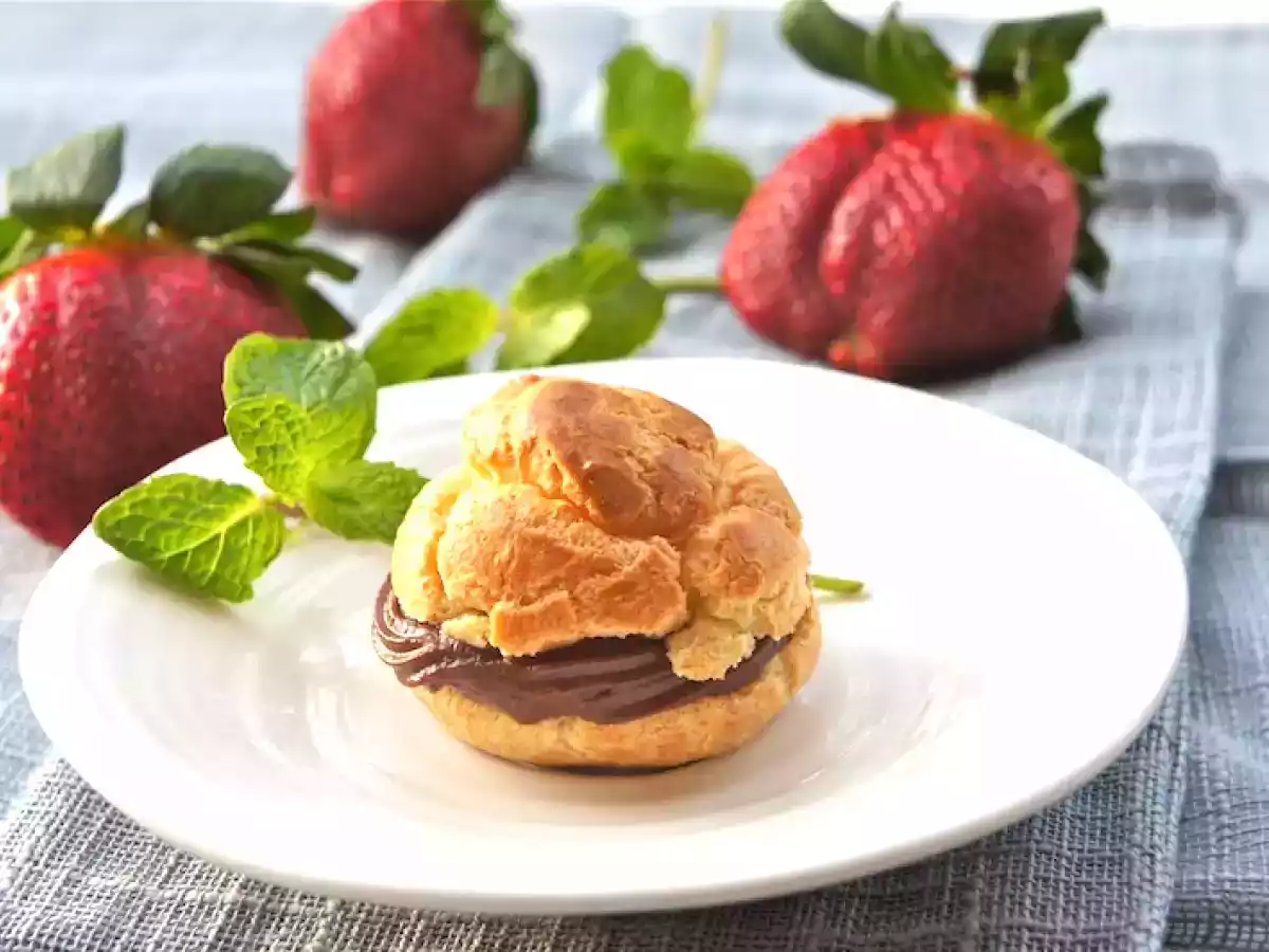 Cream Puffs-Profiteroles With Vanilla And Chocolate Pastry Cream & Happy Valentine's Day