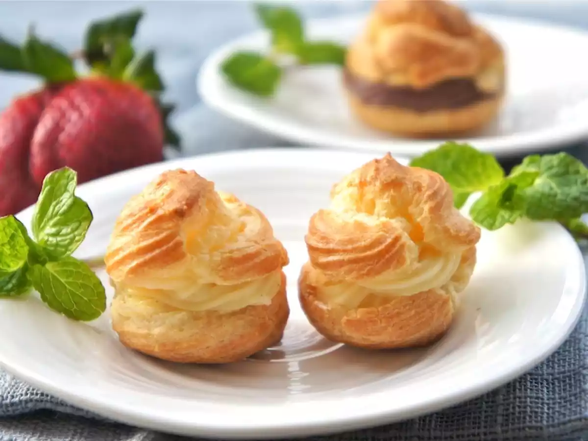 Cream Puffs-Profiteroles With Vanilla And Chocolate Pastry Cream & Happy Valentine's Day - photo 2