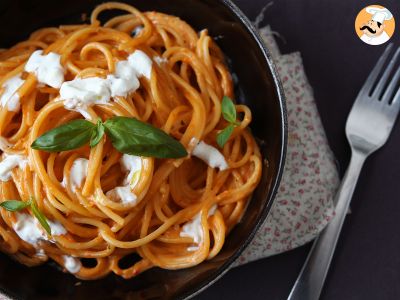 Creamy pasta with burrata cheese and cherry tomatoes - photo 2