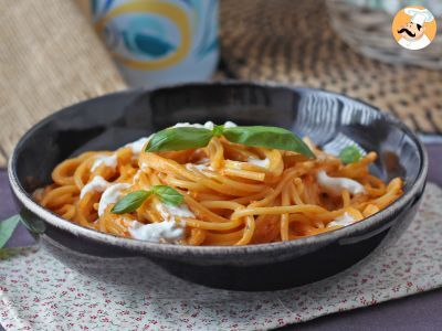 Creamy pasta with burrata cheese and cherry tomatoes - photo 3