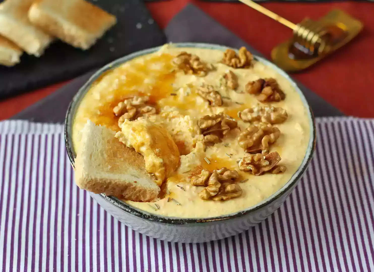 Creamy pumpkin feta dip with honey recipe