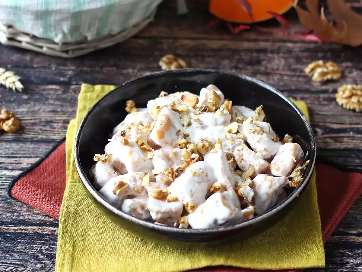 Creamy pumpkin gnocchi with cream cheese and crunchy walnuts - photo 3