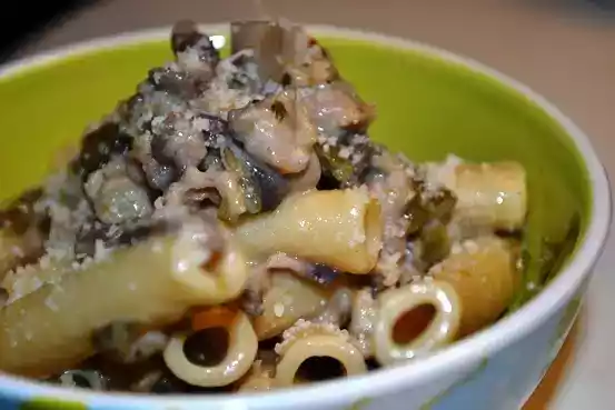 Creamy rigatoni recipe with italian long hots & sausage