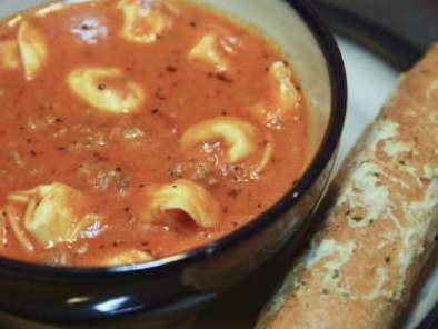 Creamy Tomato Sausage and Tortellini Soup