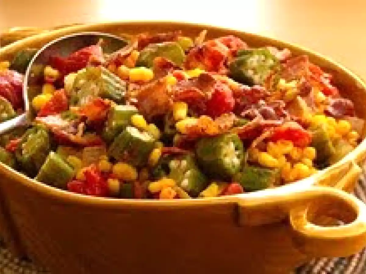 Creole Okra, Corn & Tomatoes